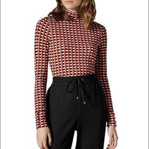 Karen Millen Check Mock-Neck Top